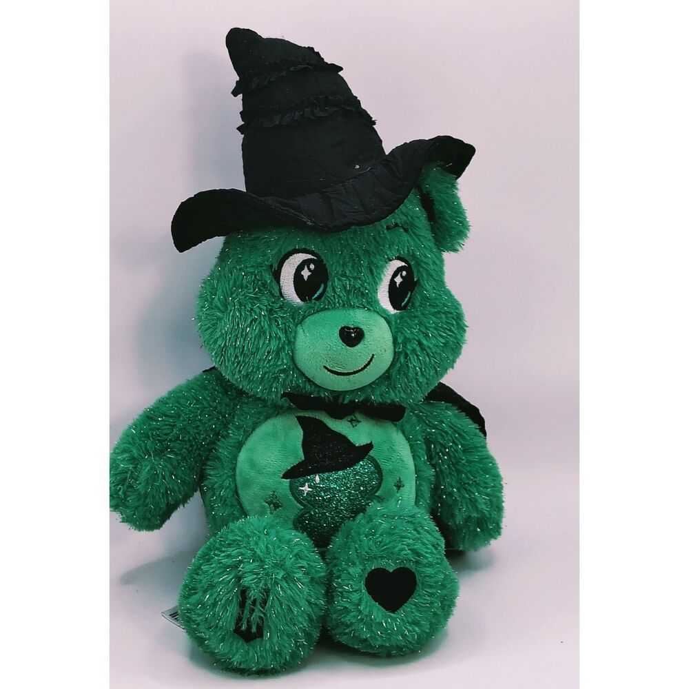 Wicked X Care Bears Good Luck Bear as Elphaba  9 in Green Plush Stuffed Animal
